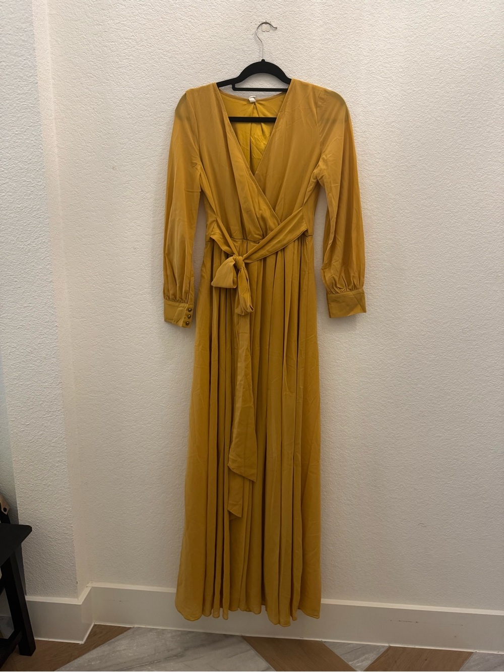 Pinkblush Mustard Wrap Maxi Dress with Tie Waist